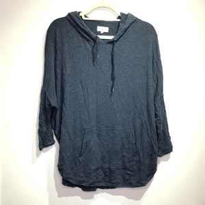 Lou & Grey 3/4 Length Sleeve Hooded Sweatshirt Dusty Blue Size Medium